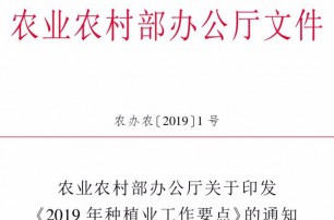 農業農村部《2019年種植業工作要點》